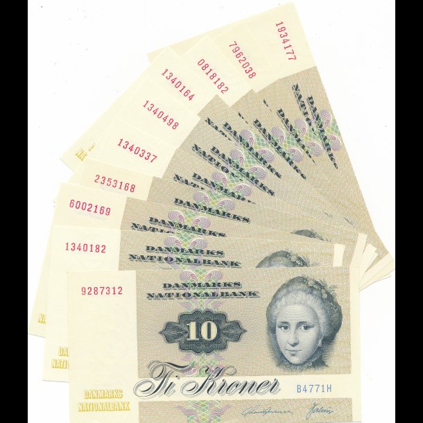1977, 10 kroner, sedler, 1 bundt,