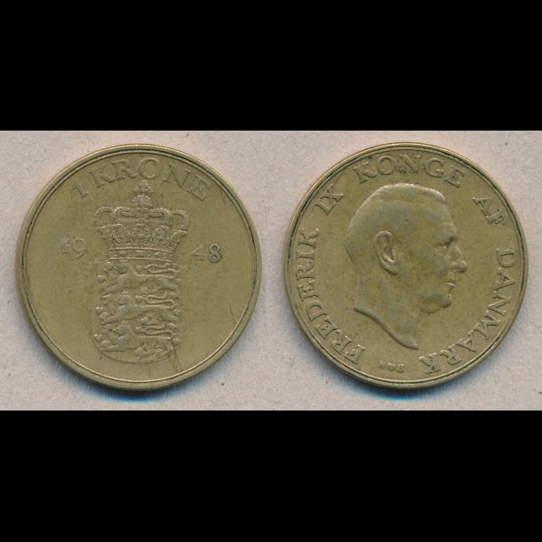 1948, Frederik IX, 1 krone, 1+