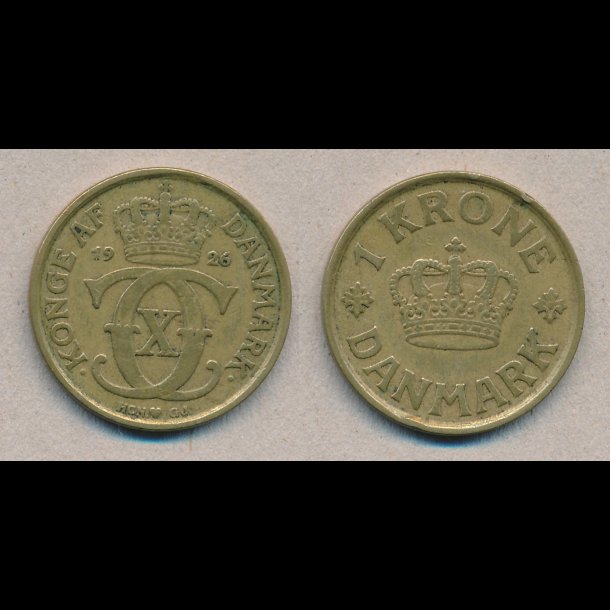 1926, Christian X, 1 krone, 1