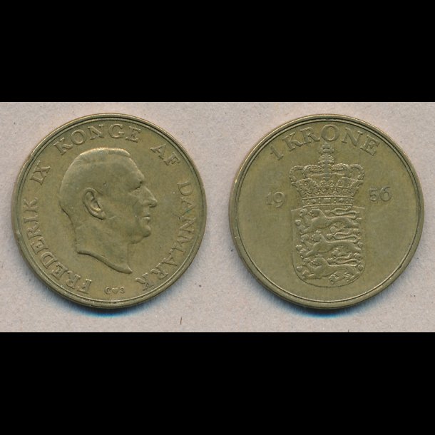 1956, Frederik IX, 1 krone, 1+,