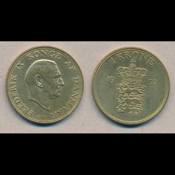 1957, Frederik IX, 1 krone, 1+,