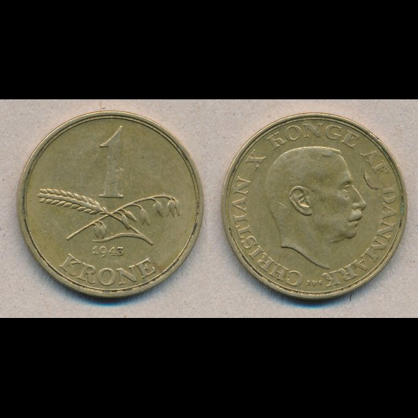 1943, Christian X, 1 krone, 1(+)