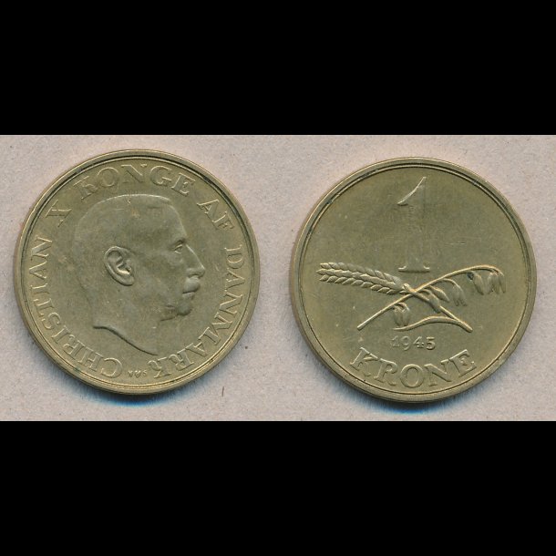1945, Christian X, 1 krone, 1(+)