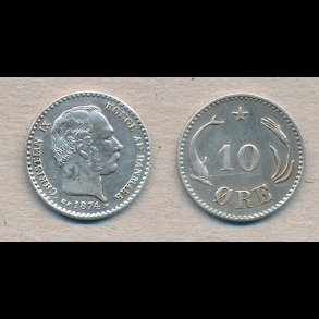 1874, 10 �re, s�lv, 1+,