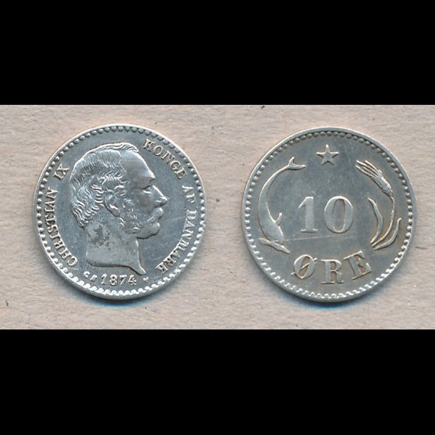 1874, 10 �re, s�lv, 1+,