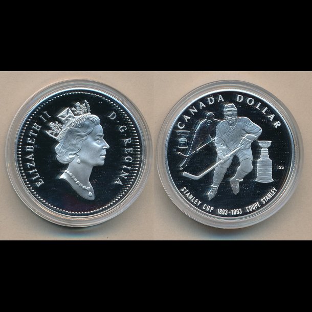 1993, Canada, 1 dollar, 100th anniversary of The Stanley Cup, slv, i original ske,