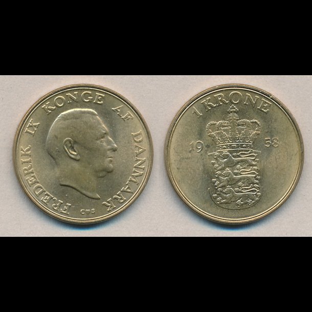 1958, Frederik IX, 1 krone, 0,