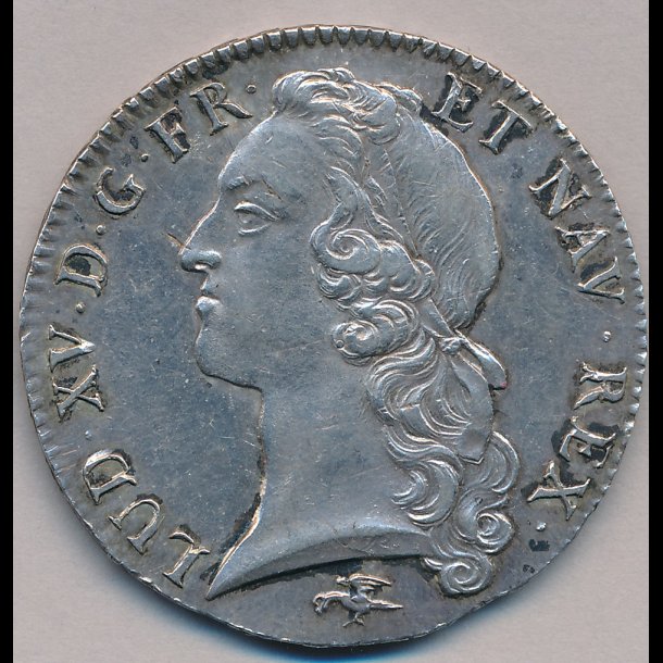 1754 D, Frankrig, Louis XV, Ecu au bandeau, Lyon, 1+ / 01, 
