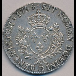 1754 D, Frankrig, Louis XV, Ecu au bandeau, Lyon, 1+ / 01, 