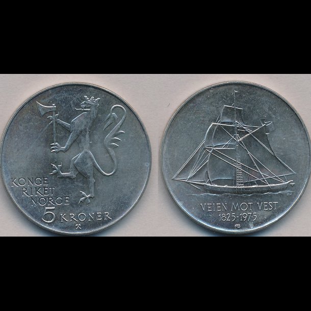 1975, Norge, 5 kroner, Veien mot vest,