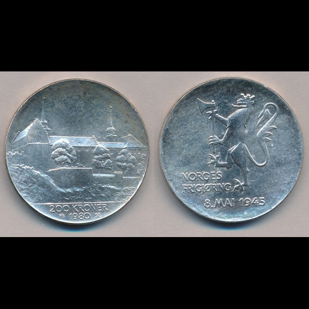 1980, Norge, 200 kroner, Norges frigring 8. Mai 1945,