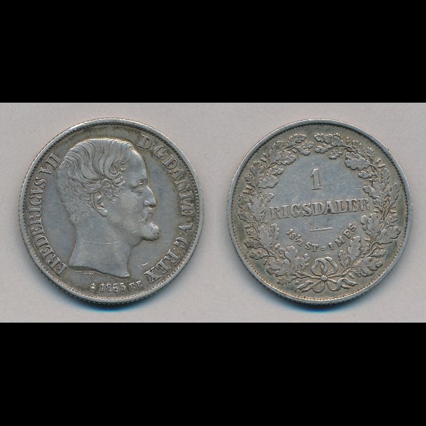 1855, Frederik VII, FF, 1 rigsdaler, 1+,