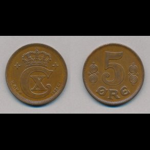 1921, 5 re, 1+, NEDSAT fra 100,-kr