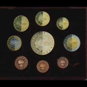 2003, Sverige, 1,2,5,10,20,50 cent, 1,2,5 euro, diverse metaller, i ske-brun