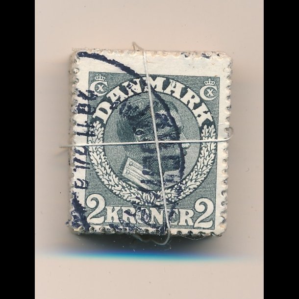 .76, 1913, 2 kroner, skiffergr, bundt frimrker med trd, 