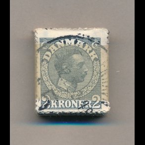 .76, 1913, 2 kroner, skiffergr, bundt frimrker med papir, 