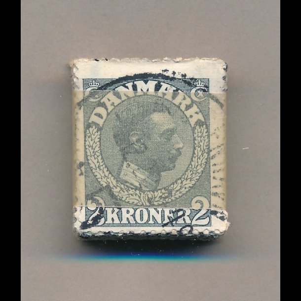 .76, 1913, 2 kroner, skiffergr, bundt frimrker med papir, 