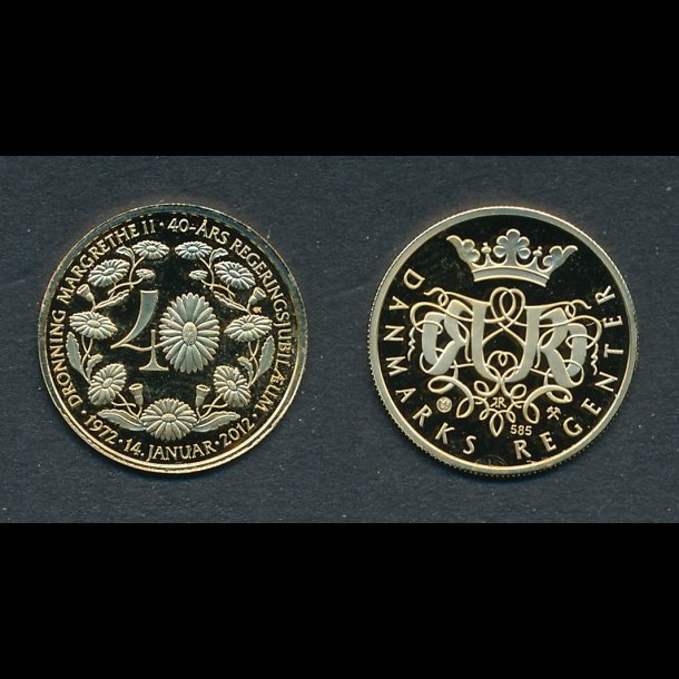 2011, Dronning Margrethe II's 40-rs regeringsjubilum, guld medalje, med margueritten,