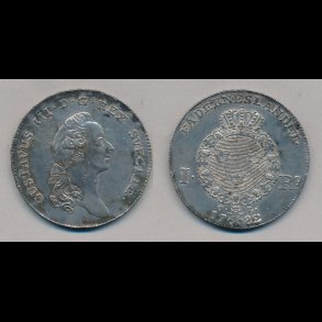 1782, Sverige, Gustavus III, 1 riksdaler, 1+,