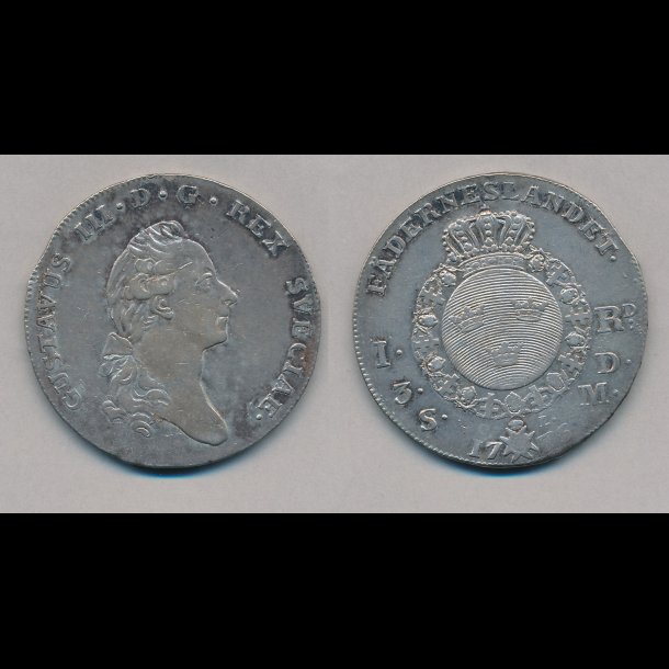 1776, Sverige, Gustavus III, 1 riksdaler, 1+,
