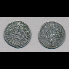 1629, Christian IV, 6 skilling, 139 B, 1+,