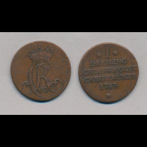 1787, Christian VII, 1 dreiling, 1+, H 47,