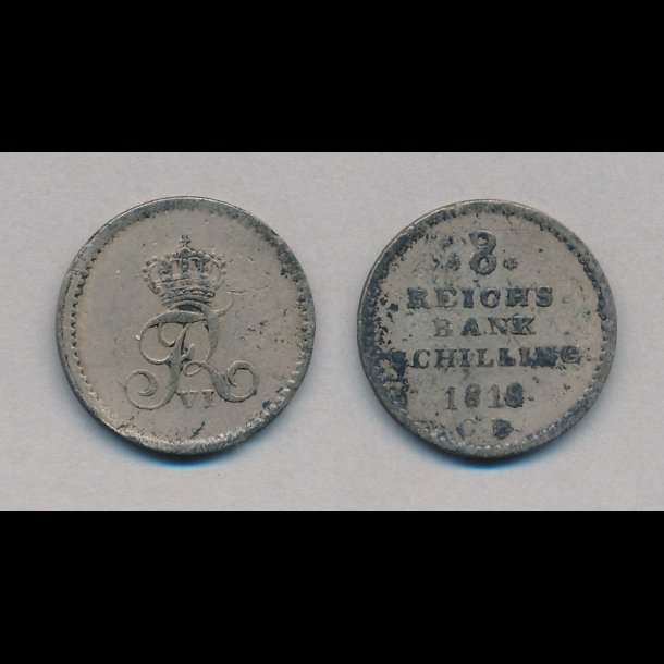 1818, Frederik VI, 8 rigsbank skilling, 1 (+), H 31B,