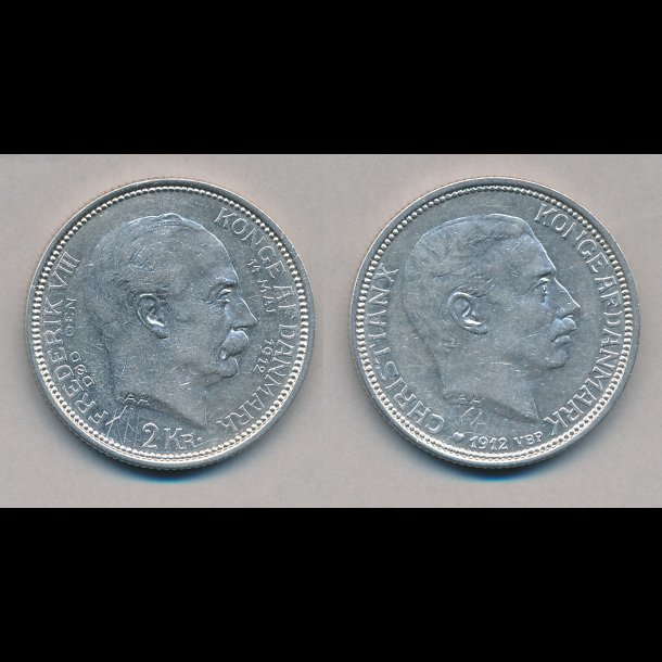 1912, 2 kroner, Tronskifte Frederik VIII til Christian X, 01,