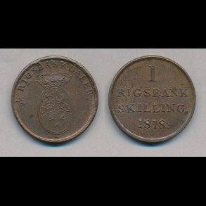 1818, Frederik VI, 1 rigsbank skilling, 01