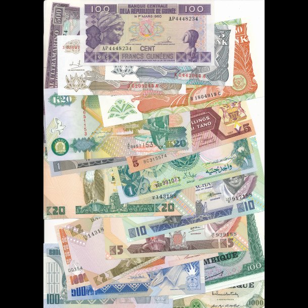 Afrika, 20 forskellige pengesedler fra 8 lande, 1895, *