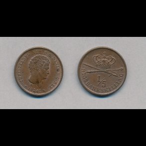1842, Christian VIII, 1/5 rigsbankskilling, 0 / 01,