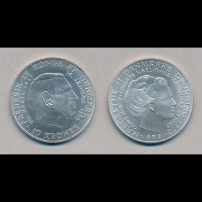 1972, 10 kroner, Tronskifte Frederik IX - Margrethe II, 0,