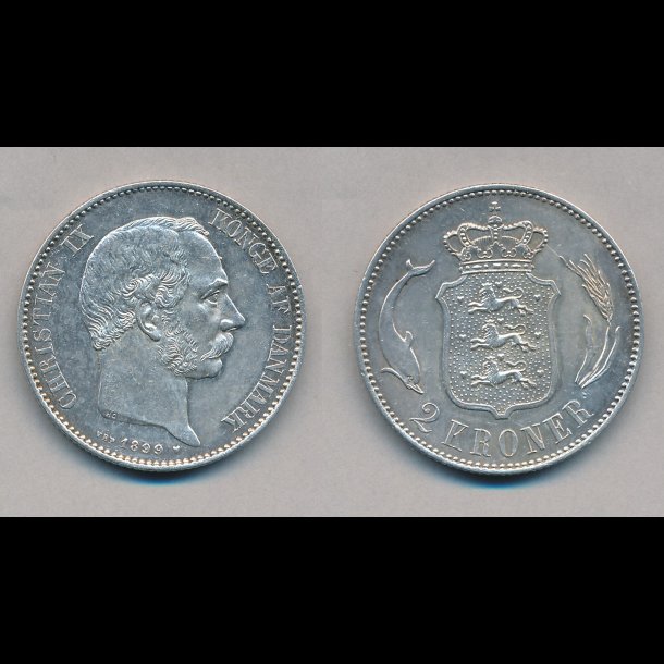 1899, Christian IX, 2 kroner, slvmnt, 0 / 01, NEDSAT!