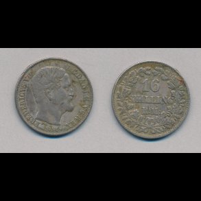 1856, Frederik VII, 16 skilling, 1+,