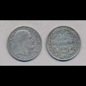 1856, Frederik VII, 16 skilling, 1-,