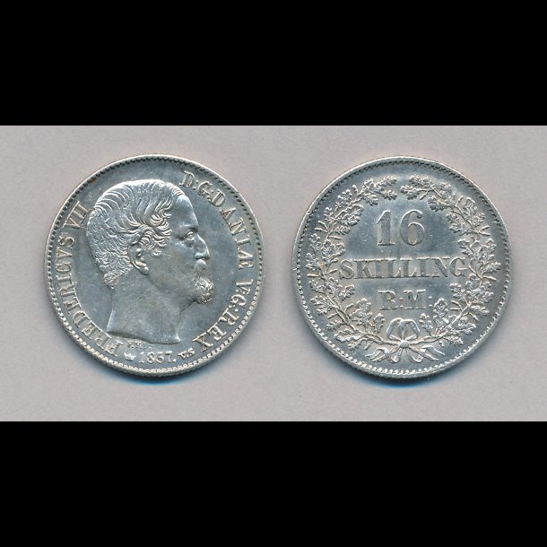 1857, Frederik VII, 16 skilling, 01,