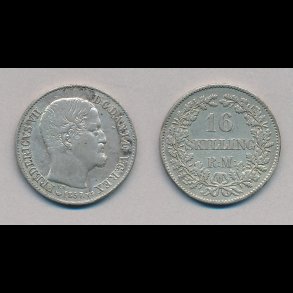 1857, Frederik VII, 16 skilling, 1+,