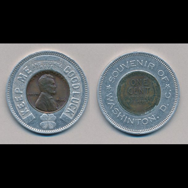 1946, USA, Souvenir of Washington DC, 1 cent, lykkemnt,