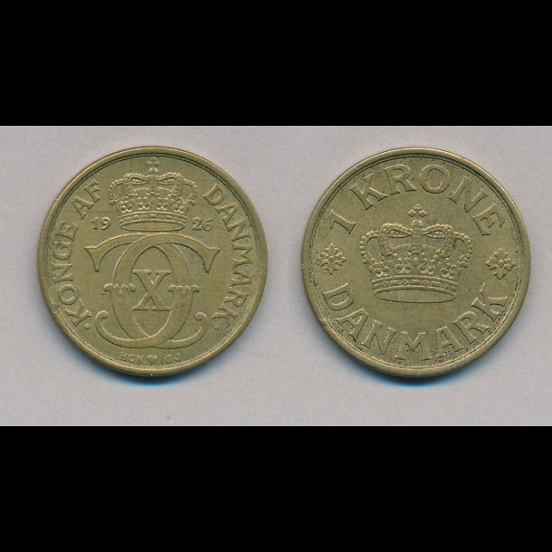 1926, Christian X, 1 krone, 1+ / 1