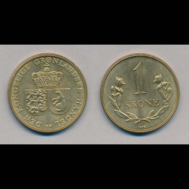 1957, 1 krone, Grnland, 0,