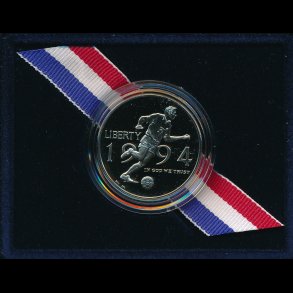 1994, USA, � Dollar, World Cup Commemorativ Coin, original �ske og ceritfikat, proof,
