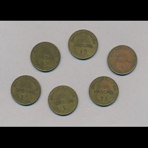 Bankbokspoletter fra Amagerbanken, 6 stk, forskellige ugedage,