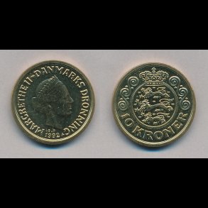 1992, 10 kroner, M, begr�nset lager,