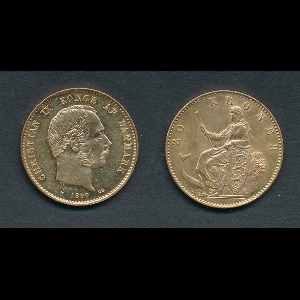 1890, Christian IX, 20 kroner, 01, guldm�nt,