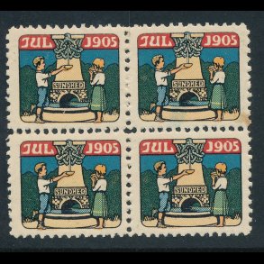 1905, Brn ved kilde, 4-blok,* *, brun plet, julemrker