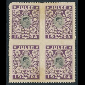 1904, Dronning Louise, 4-blok, *, savtakket, julemrke,