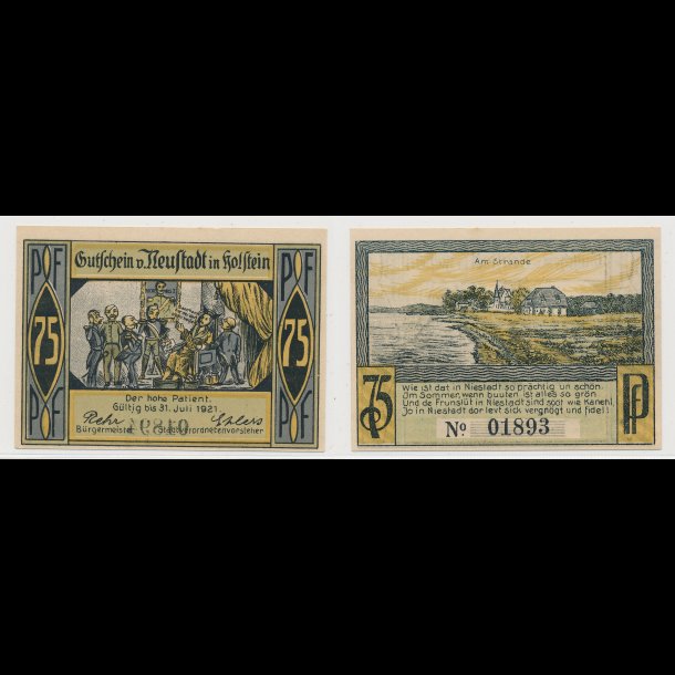 1921, 75 pfennig, Neustadt, ndpengeseddel, O, 1898,