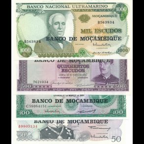 Mocambique, 50, 100, 500, 1000 escudos. 1814, *