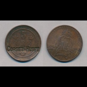 Corset-Huset, Svensk 5 re, 1875, reklamemnt,