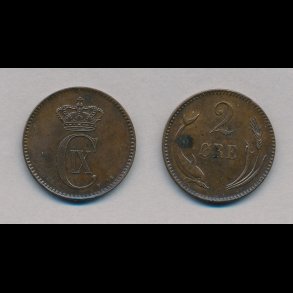 1883, 2 re, 01, med pletter,